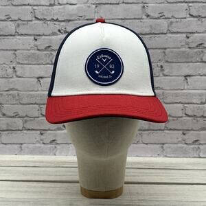 Callaway Golf Hat Red Blue 1982 Carlsbad CA Adjustable Snap Back Mesh Back Cap